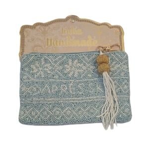 Beaded Blue Clutch with Tassel